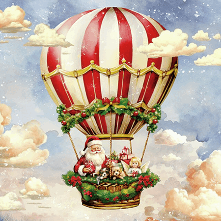 Serviett santa`s lunsj air ballon 33x33cm