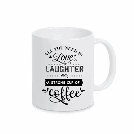 Krus love- laughter an strong coffee 350ml